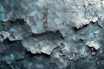 An image capturing the worn-out surface with peeling and chipped blue paint, highlighting textures and patterns
