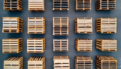 Top down view of wooden pallets