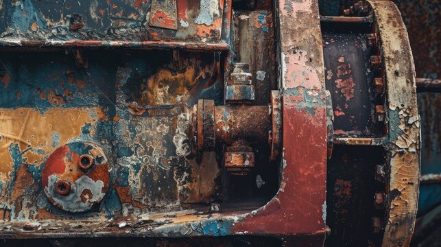 An abstract close-up of industrial textures and patterns found in a port setting,Rusty metal surfaces
