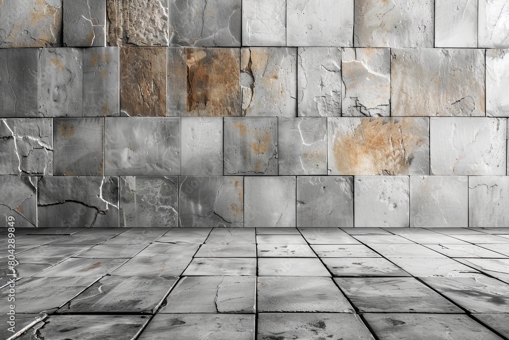 Aufkleber a well-composed image showcasing a wall and floor made of stone tiles creating an interesting perspe