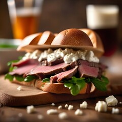 Delicious meat sandwich food close up