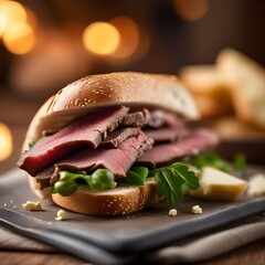 Delicious meat sandwich food close up