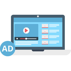 Video Marketing Icon in Flat Style