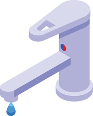 Leaking water tap icon isometric vector. Cold and warm water tap. Bathroom faucet tool