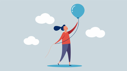 An image of a person holding a balloon labeled thoughts with a string connecting it to their body illustrating how our thoughts can influence our.