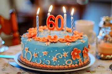 A birthday cake for the 60th birthday. - Powered by Adobe