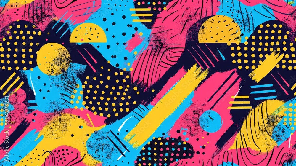 Fototapete A colorful abstract pattern featuring a dynamic array of bright hues and geometric shapes