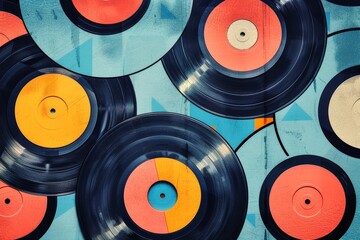 A vintage concept background of vinyl records.