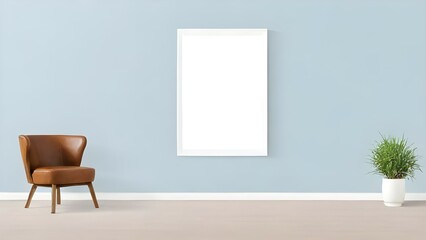 Picture frame mockup with blank canvas for home interior design