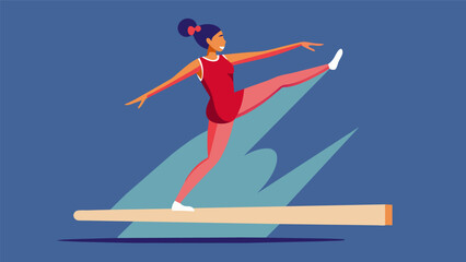 A gymnast with dyspraxia gracefully performing a routine on the balance beam captivating the judges with their unique style.. Vector illustration