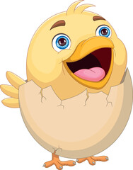 cartoon chick hatching from egg