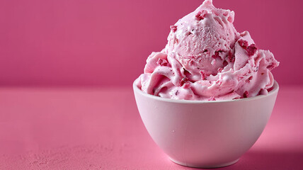 a pink bowl of ice cream with pink ice cream in it. generativa IA