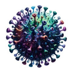 Cell of virus, colorful, watercolor, illustration, white background, isolated element