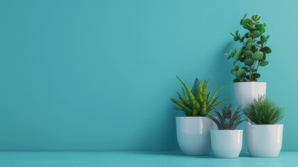 Potted Plants with Ample Space for Text