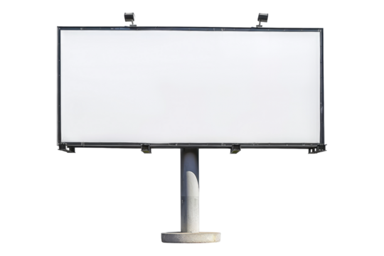 Empty advertising billboard frame Isolated on transparent background