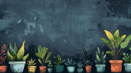 Potted Plants with Ample Space for Text - obrazy, fototapety, plakaty