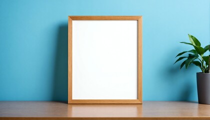 Picture frame mockup with blank canvas for home interior design