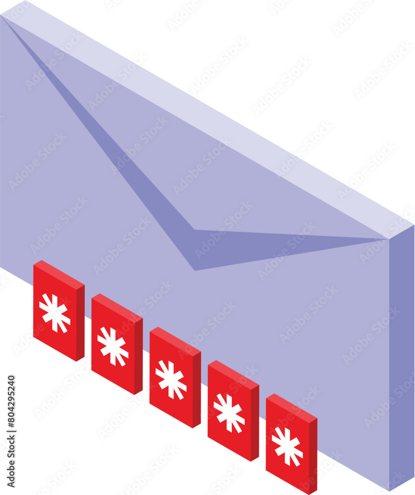 Poster email wrong password icon isometric vector. correspondence security. incorrect account data