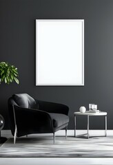 Picture frame mockup with blank canvas for home interior design