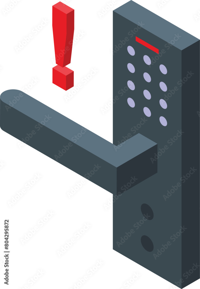 Poster door access error icon isometric vector. blocked entry password. wrong security code