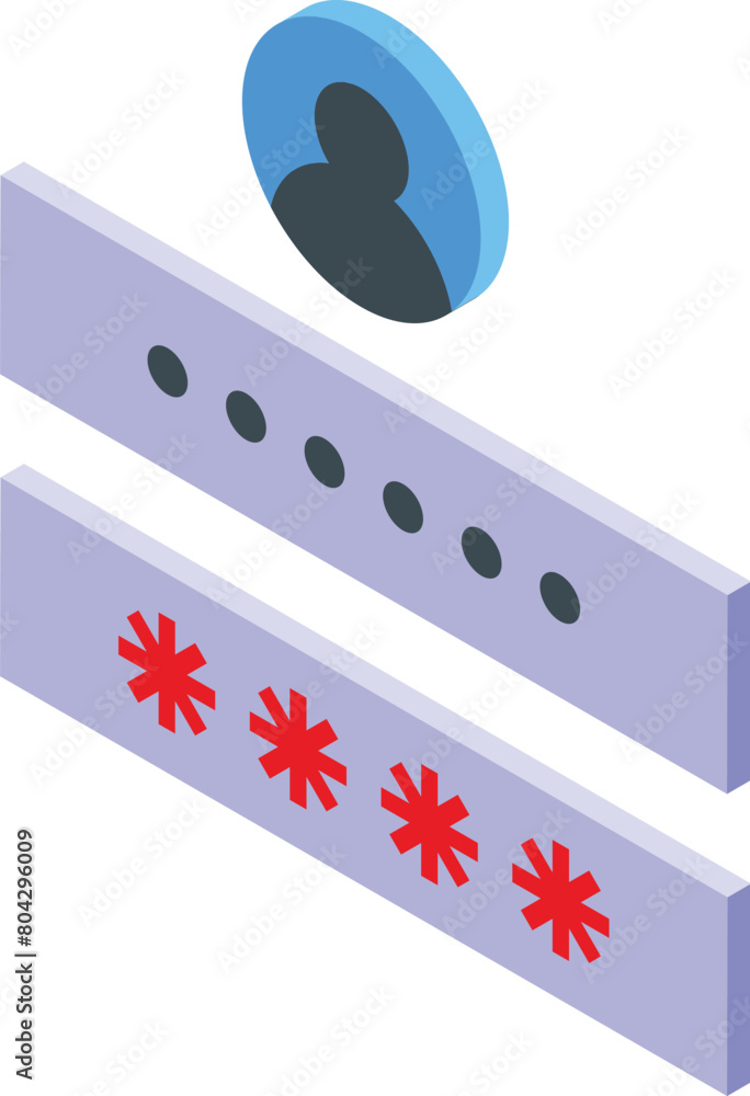 Poster wrong account password icon isometric vector. login error. data authentication problem