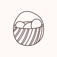 A basket of eggs. The vector illustration is perfect for spring, Easter crafts, invitations and other graphics.