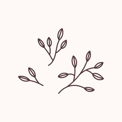 Twigs of plant leaves vector illustration. Perfect for Easter banner, postcard, poster, party and other decorations.