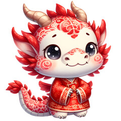 Cute Chinese Lunar Year Clipart, Chinese Zodiac, Baby Red Dragon, Lion Dance, New Year Png, Traditional Chinese Decor for Kids, Greeting Cards, Invitations Decorations 