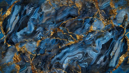 Obraz premium An abstract texture background with a mix of blue and gold, resembling mineral patterns, ideal for luxury or creative design projects, modern style, sunlight, elegant, hyper realistic, vibrant colors