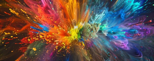 Obraz premium Explosion of vibrant colors in an abstract art explosion, ideal for backgrounds and creative projects