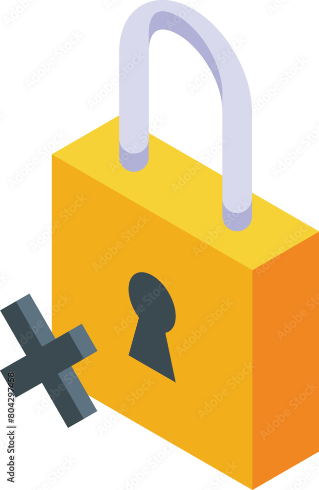 Poster locked security padlock icon isometric vector. access failure password. wrong authentication account