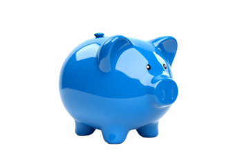 The Mystical Blue Piggy Bank. On a White or Clear Surface PNG Transparent Background.