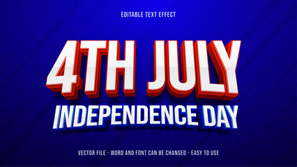 Editable text effect independence day of america,  4th of july text style