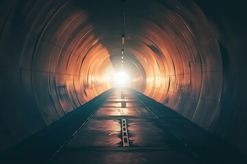 A long tunnel with a light at the end. AI generated . - Powered by Adobe