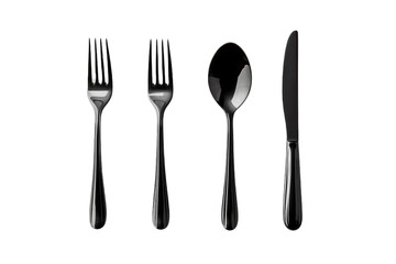 Culinary Harmony: A Dance of Utensils. On a White or Clear Surface PNG Transparent Background.