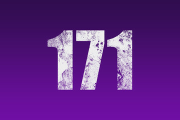 flat white grunge number of 171 on purple background.