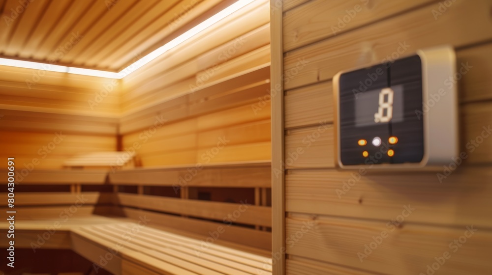 Aufkleber a wallmounted thermometer in the sauna displaying the temperature for participants to monitor and ad