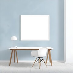 Picture frame mockup for home interior design with Office Desk
