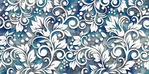 3D embossed floral seamless pattern, shiny white leaves with colourful marble background, geometric repeat embossed flower, ceramic highlighter endless design