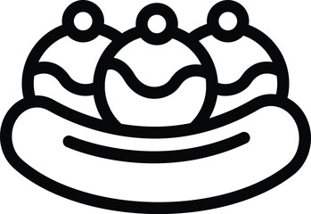 Banana split dessert icon outline vector. American dish. Delicious ice cream treat