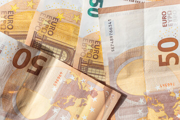 50 euro banknotes, banknote background