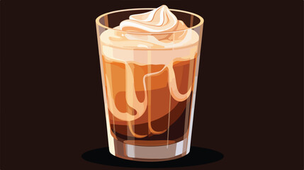 Glass of tasty latte on dark background closeup 2d