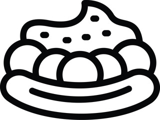 Banana split dish icon outline vector. Sweet cold dessert. American ice cream treat