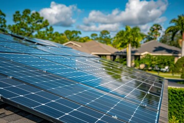 A house with solar panels installed on its roof, harnessing renewable energy from the sun to power the home efficiently