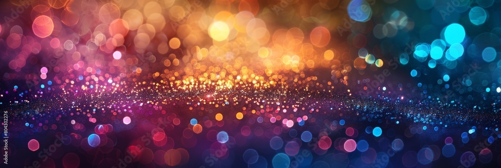 Poster multiple vibrant bokeh lights scattered across a dark background