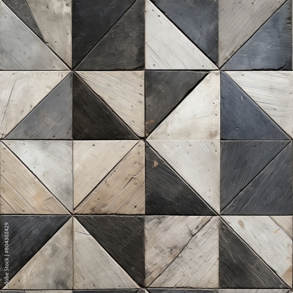 Poster A black and white tile featuring a pattern of triangles in varying sizes and orientations