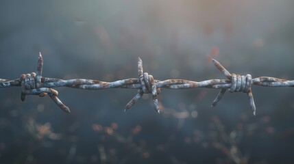 Obraz premium Justice abstract concept: Barbed wire fence and freedom of people disability, Abstract barrier refugee, social liberty day. Deliverance spike change bird boundary human rights prison, jail break hope.