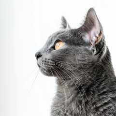 Chartreux cat on white background