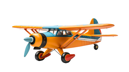 Whimsical Flight of the Orange and Blue Toy Airplane