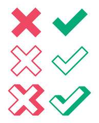 tick and cross vector. right wrong, yes no